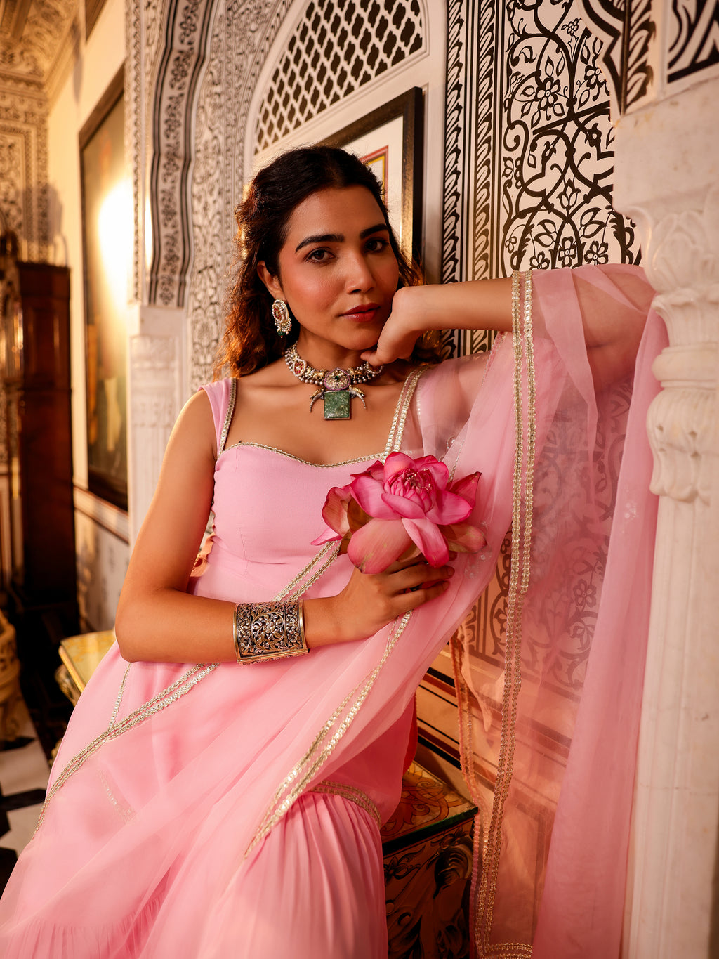 Wedding Wear Baby Pink Georgette Sharara Set for Women | Designer Salwar Kameez For Women