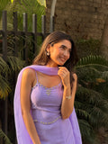 Party Wear Lavender Color Marmaid Georgette Fish Cut Lehenga | Mermaid Lehenga For Women