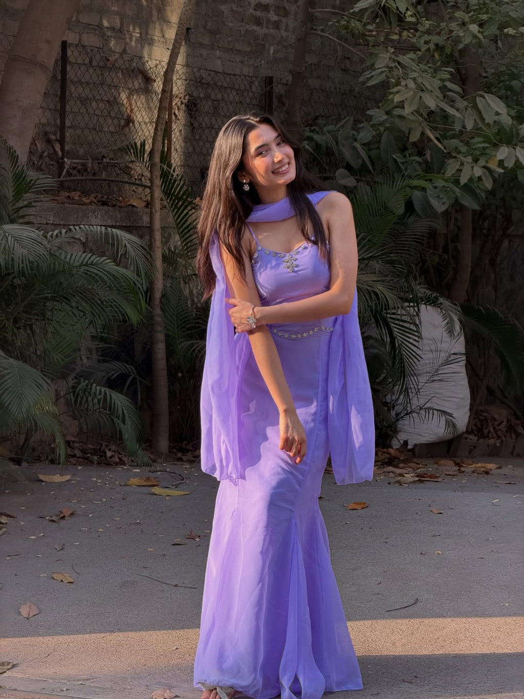 Party Wear Lavender Color Marmaid Georgette Fish Cut Lehenga | Mermaid Lehenga For Women