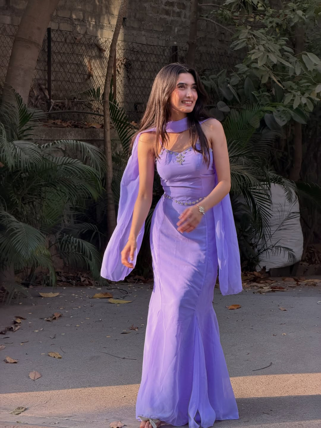 Party Wear Lavender Color Marmaid Georgette Fish Cut Lehenga | Mermaid Lehenga For Women