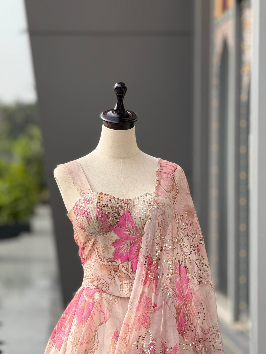 Ivory Floral Organza Silk Full Stitched Lehenga For Women | Wedding Outfits For Women