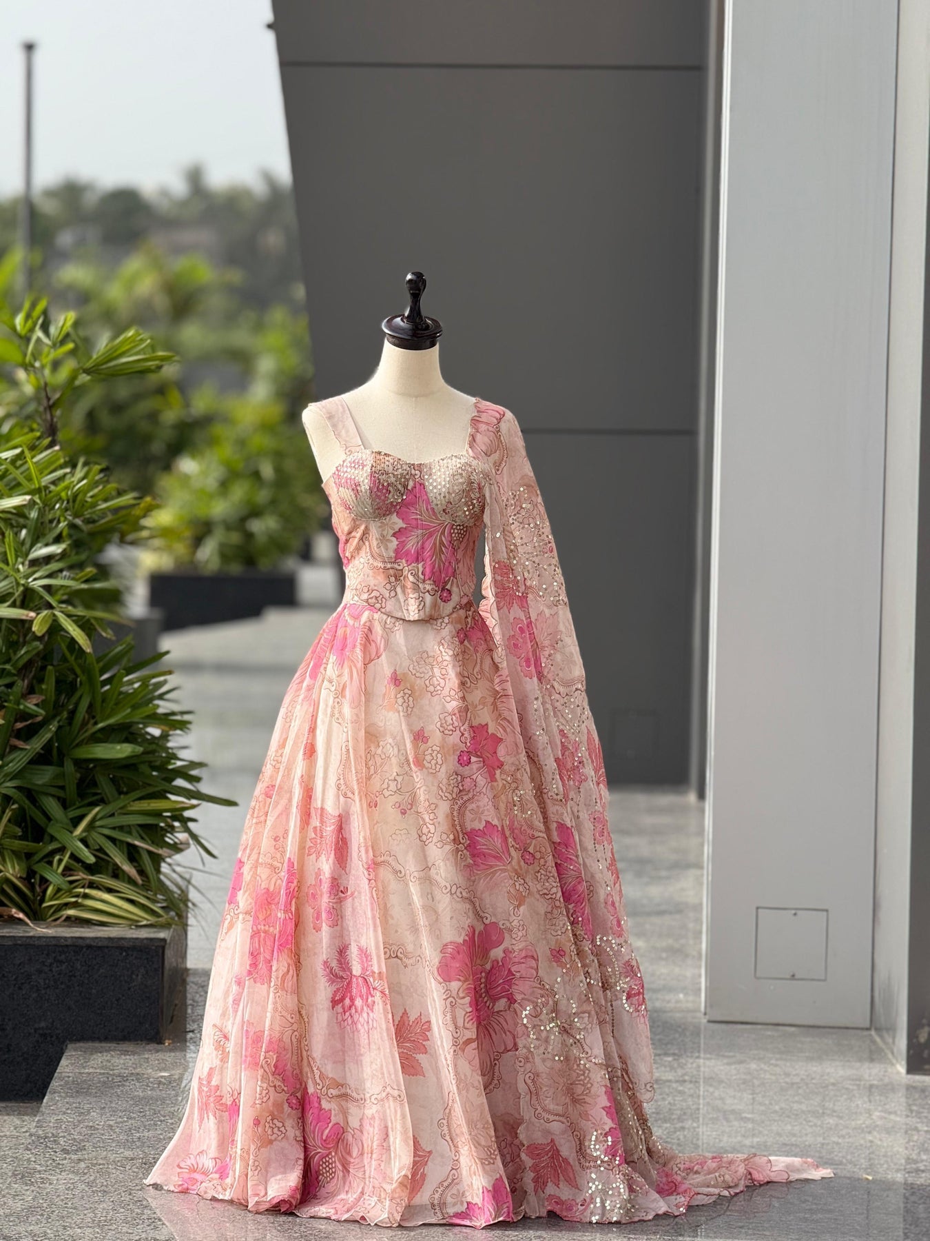 Ivory Floral Organza Silk Full Stitched Lehenga For Women | Wedding Outfits For Women