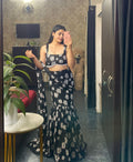 Designer Full Stitched Black Fish Cut Wedding Lehenga For Women