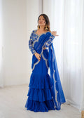 Party Wear Pre Draped Ready To Wear Ruffle Saree | Ready To Wear Saree For Wedding