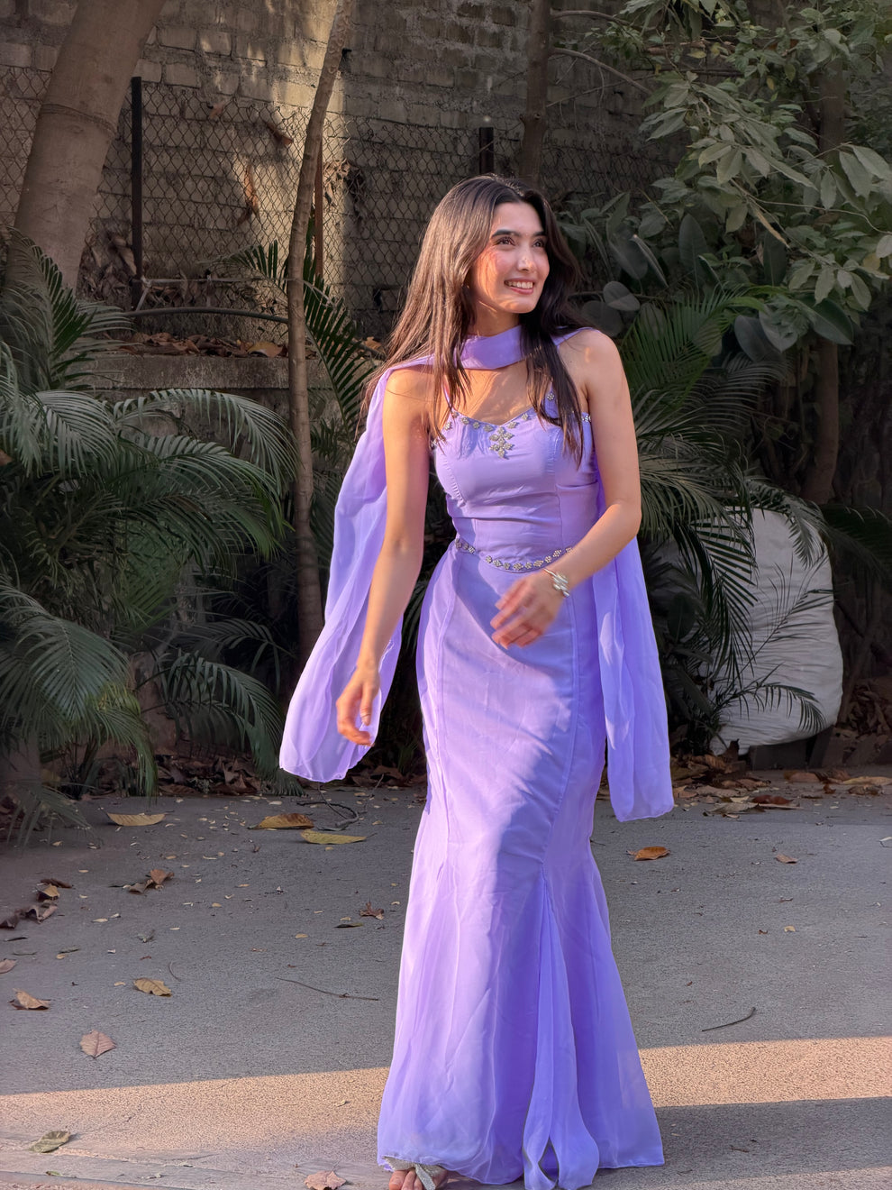 Party Wear Lavender Color Marmaid Georgette Fish Cut Lehenga | Mermaid Lehenga For Women