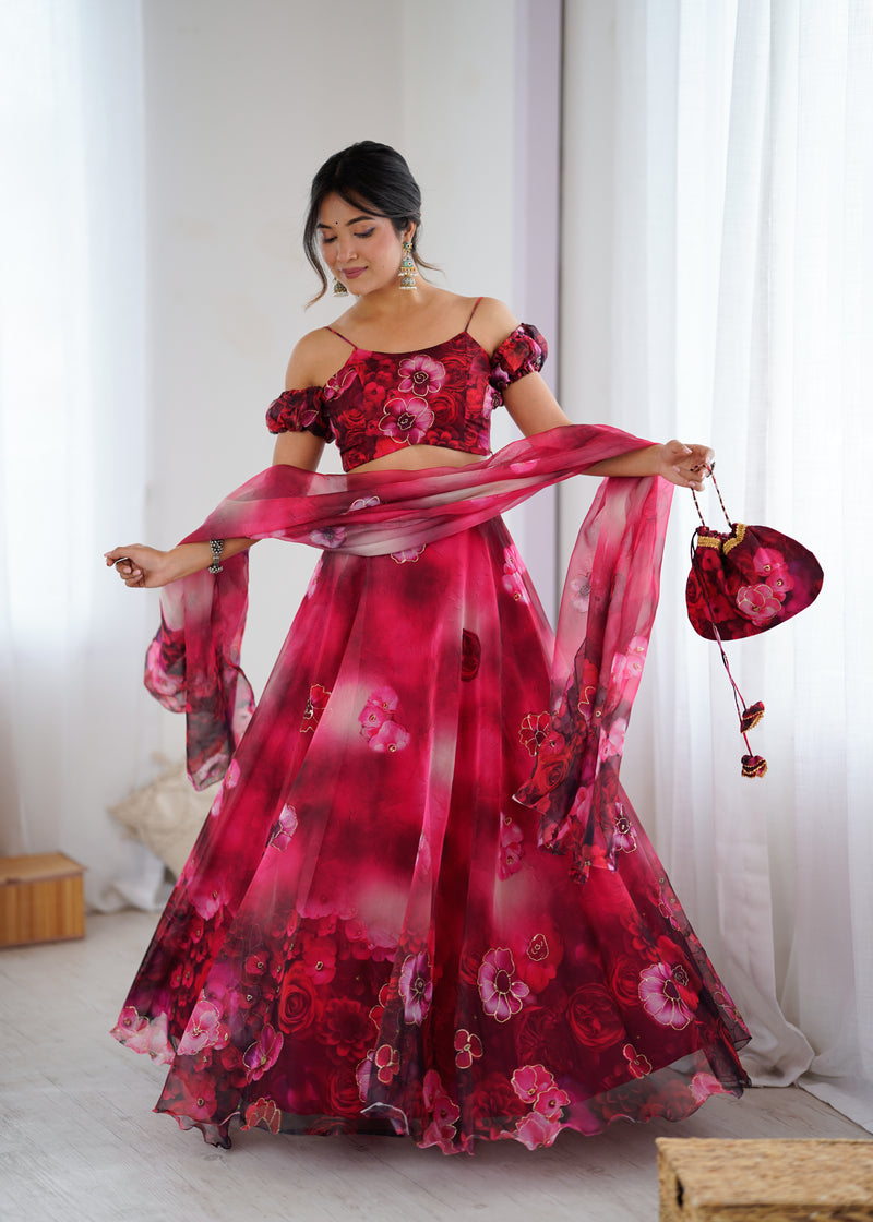 Party Wear Dream Organza Silk Full Stitched Lehenga For Women | Wedding Outfits For Women