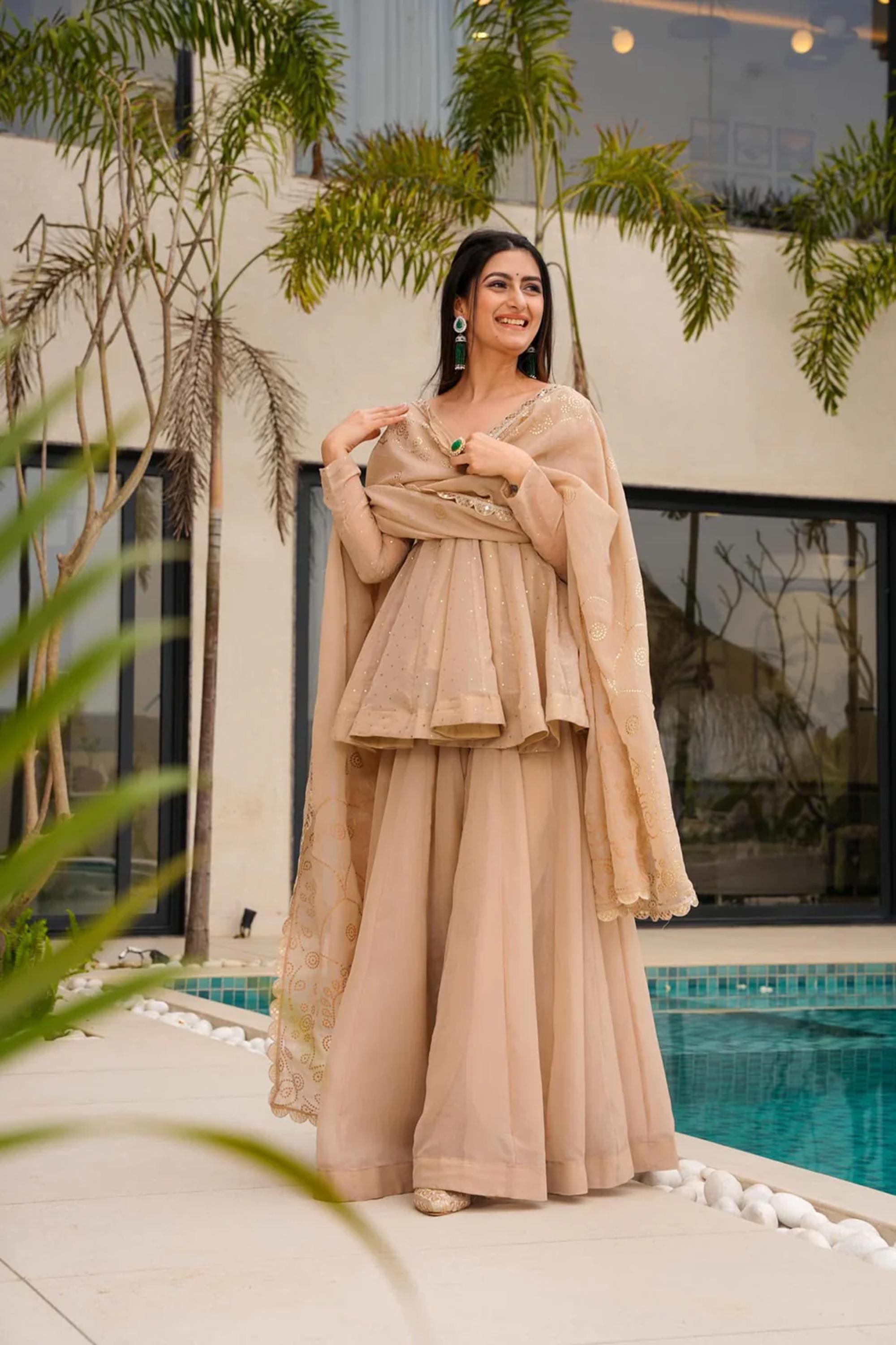 Modern Festive & Wedding Wear Kurta Palazzo Sharara Set For Women