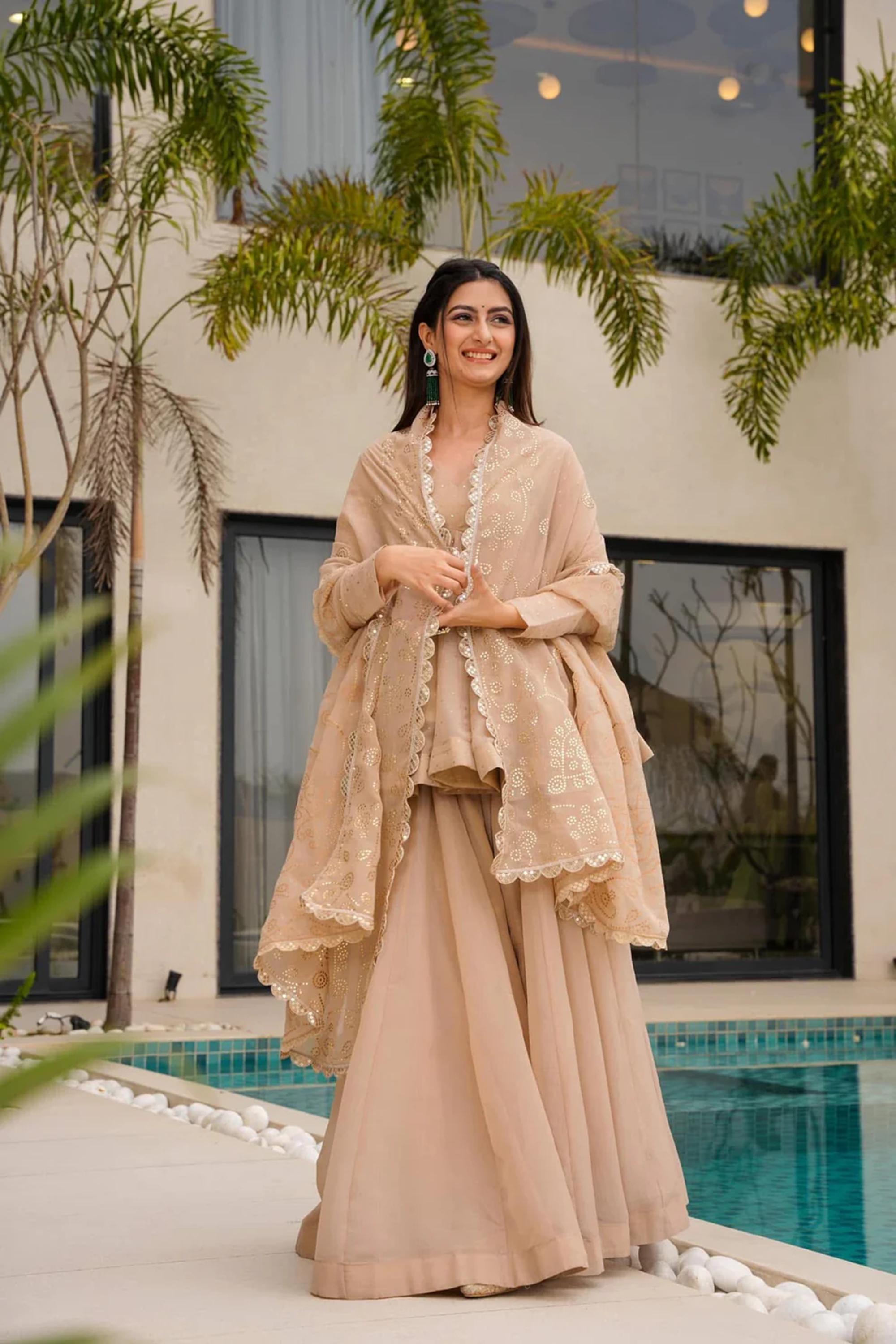 Modern Festive & Wedding Wear Kurta Palazzo Sharara Set For Women