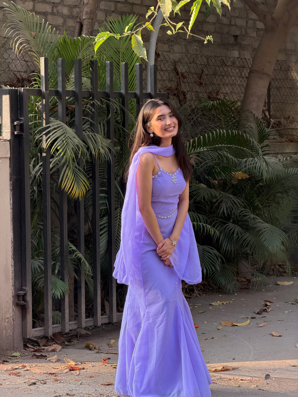 Party Wear Lavender Color Marmaid Georgette Fish Cut Lehenga | Mermaid Lehenga For Women
