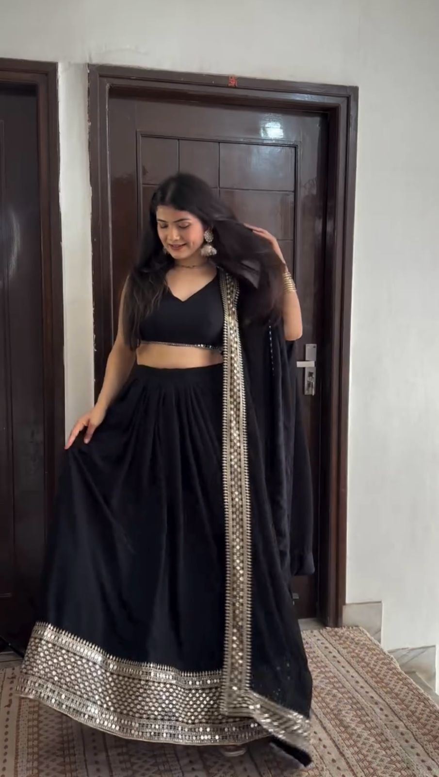 Wedding Wear Black Lehenga For Women