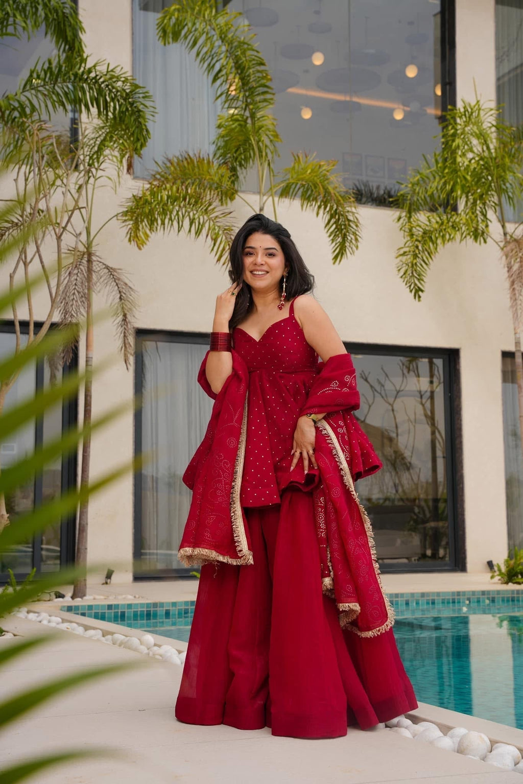 Modern Festive & Wedding Wear Kurta Palazzo Sharara Set For Women