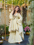 Ivory Mirror Work Anarkali Palazzo Set with Dupatta for Women | Festive & Wedding Wear