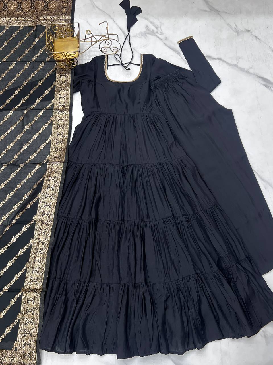 Festive Wear Black Color Anarkali Gown For Women