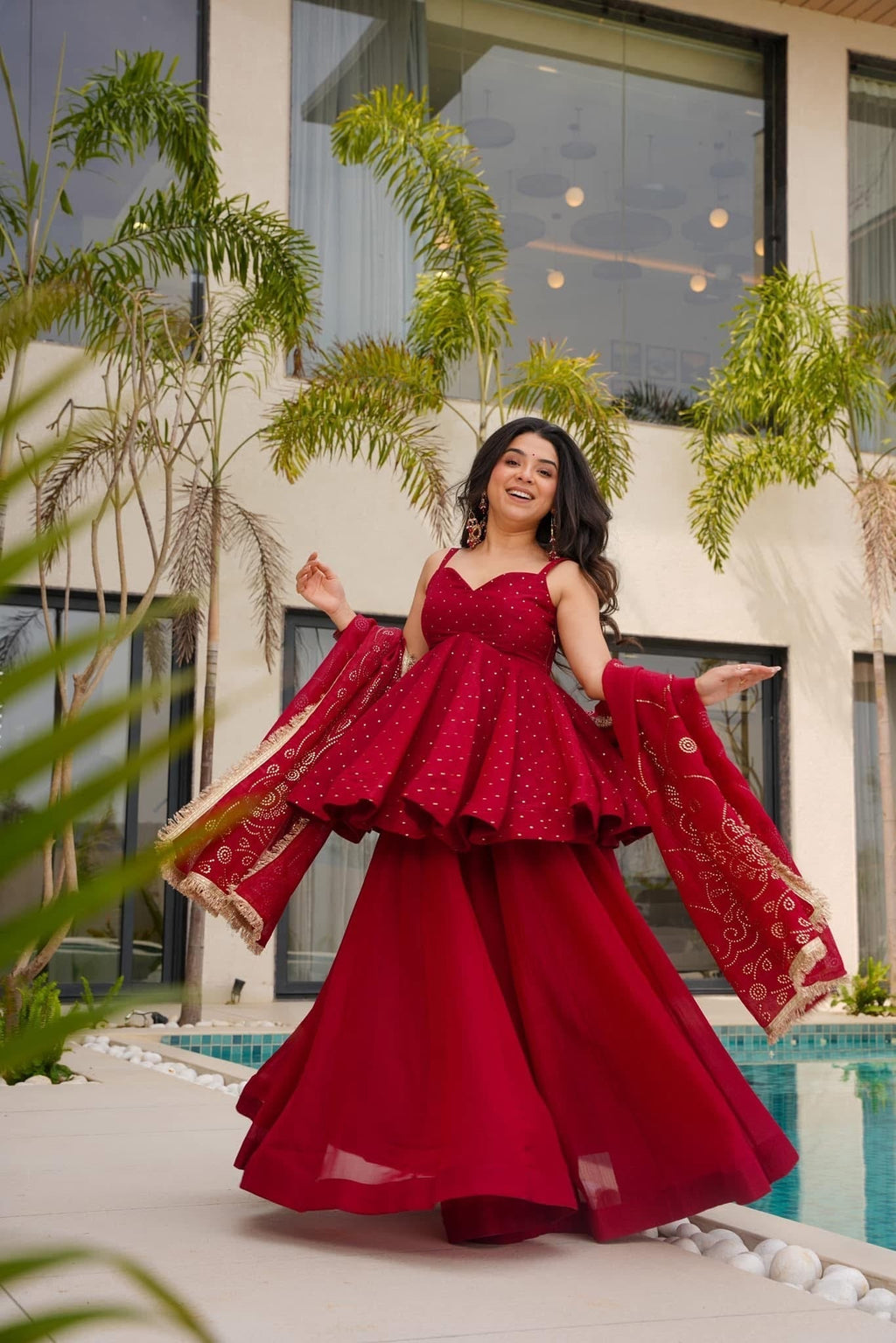 Modern Festive & Wedding Wear Kurta Palazzo Sharara Set For Women