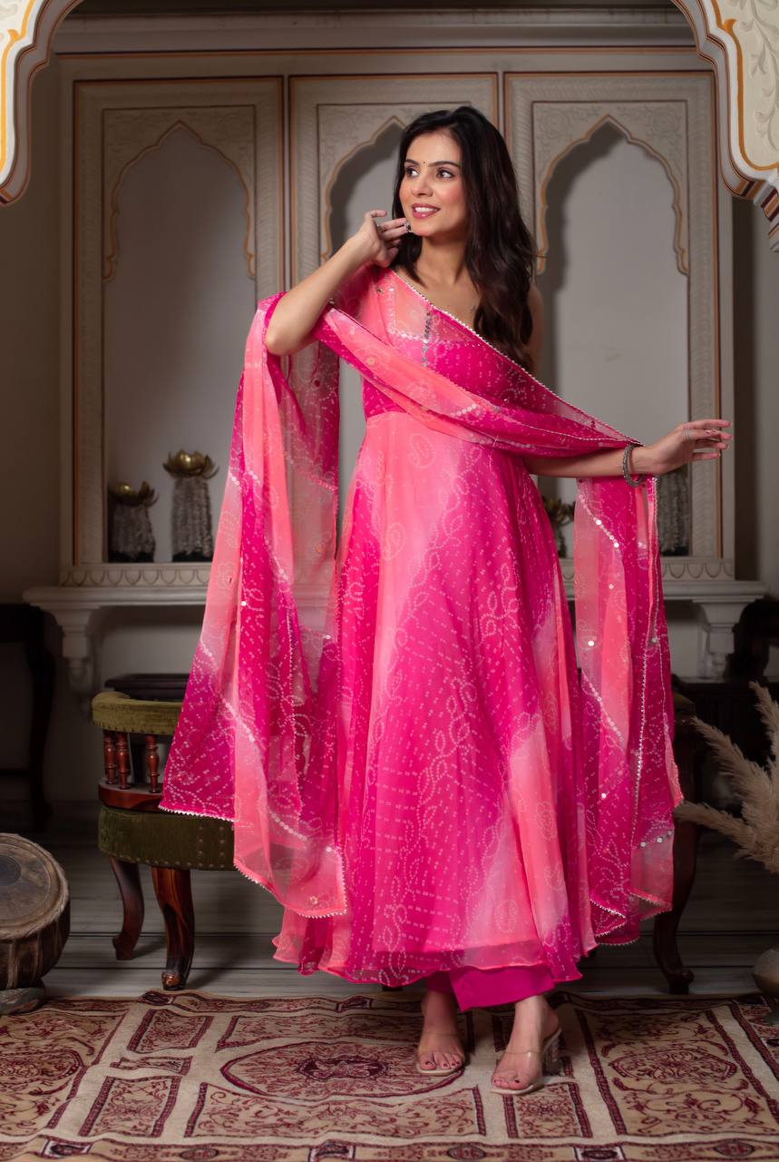 Blush Pink Mirror Work Anarkali Suit Set for Women | Farewell, Sangeet & Wedding Guest Outfit