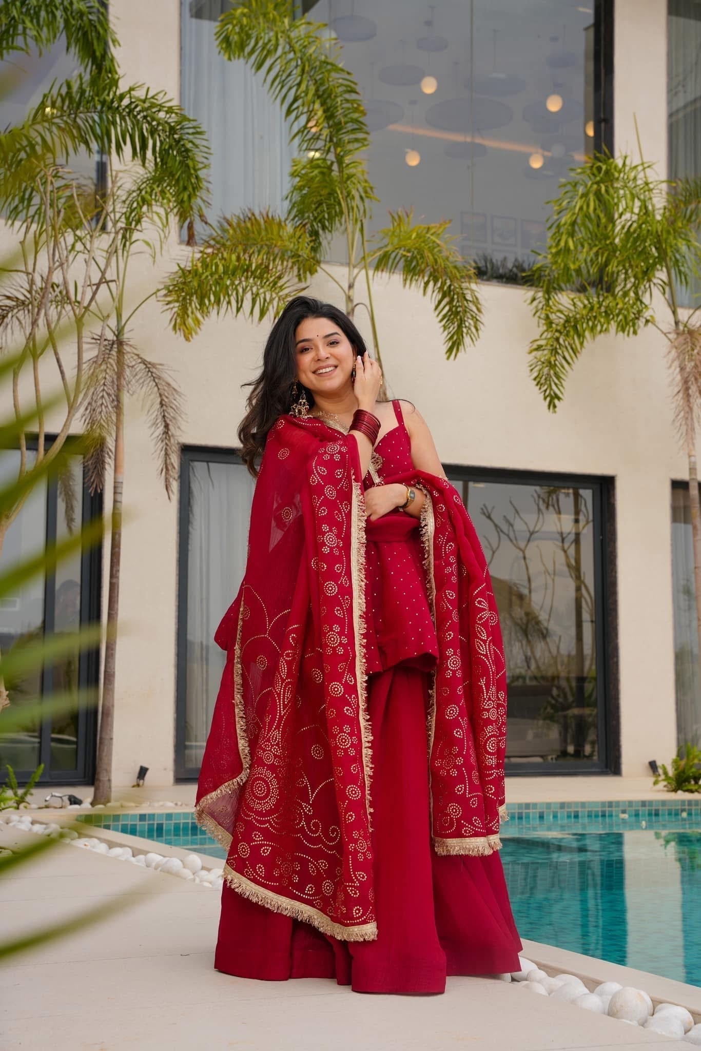 Modern Festive & Wedding Wear Kurta Palazzo Sharara Set For Women