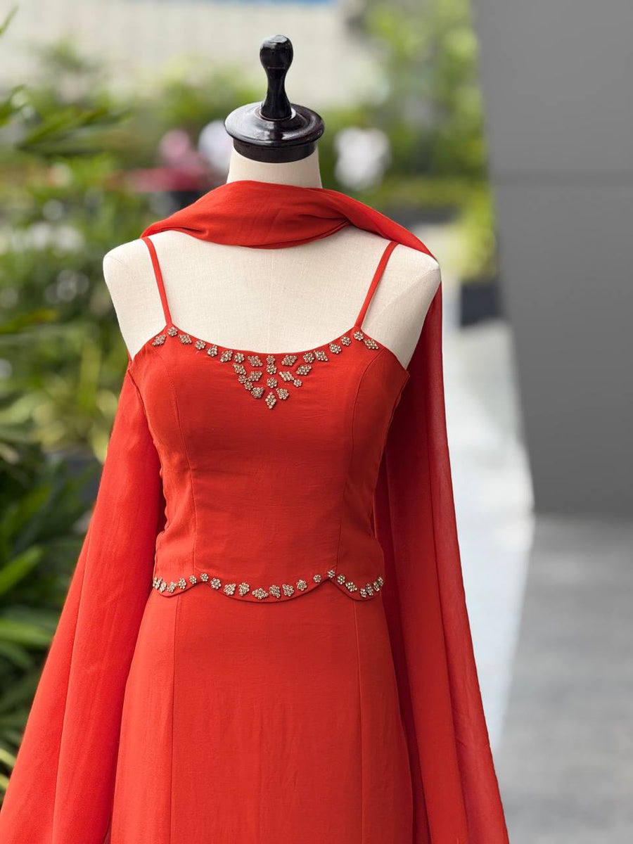 90's Style Iconic Red Fish Cut Fully Stitched Lehenga Choli | Fish Cut Lehenga For Women | Mermaid Lehenga For Women