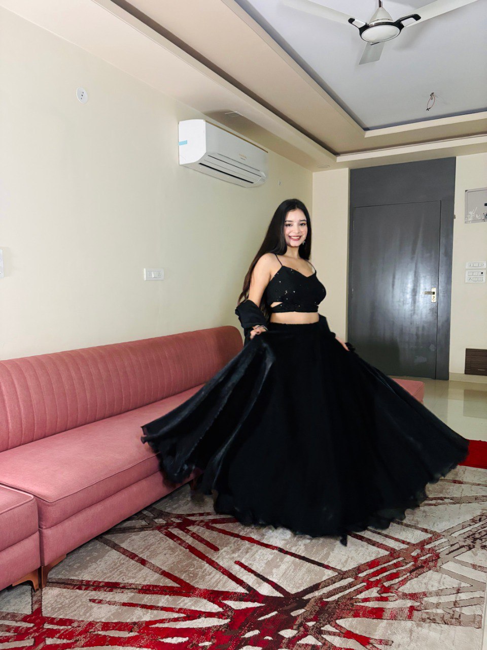 Party Wear Black Color Soft Georgette Sequence Lehenga Choli