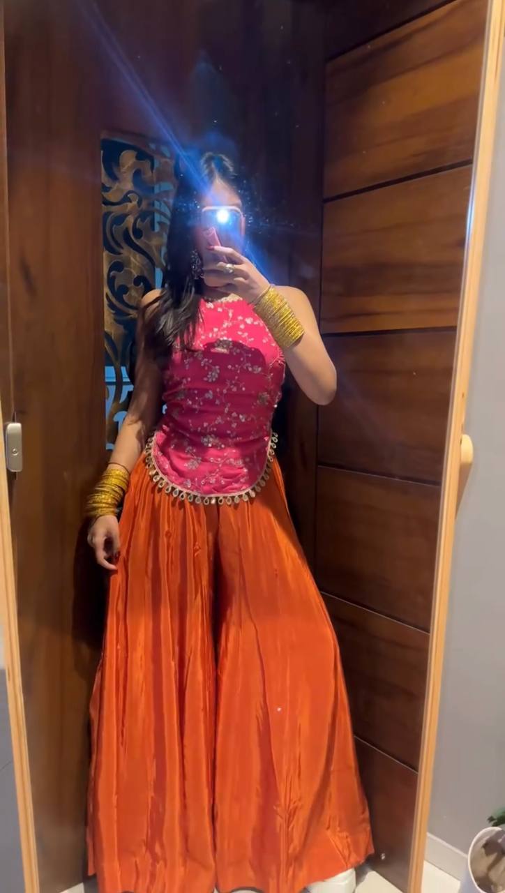 Capturing Joy in Vibrant Orange Attire | Sharara Set For Women