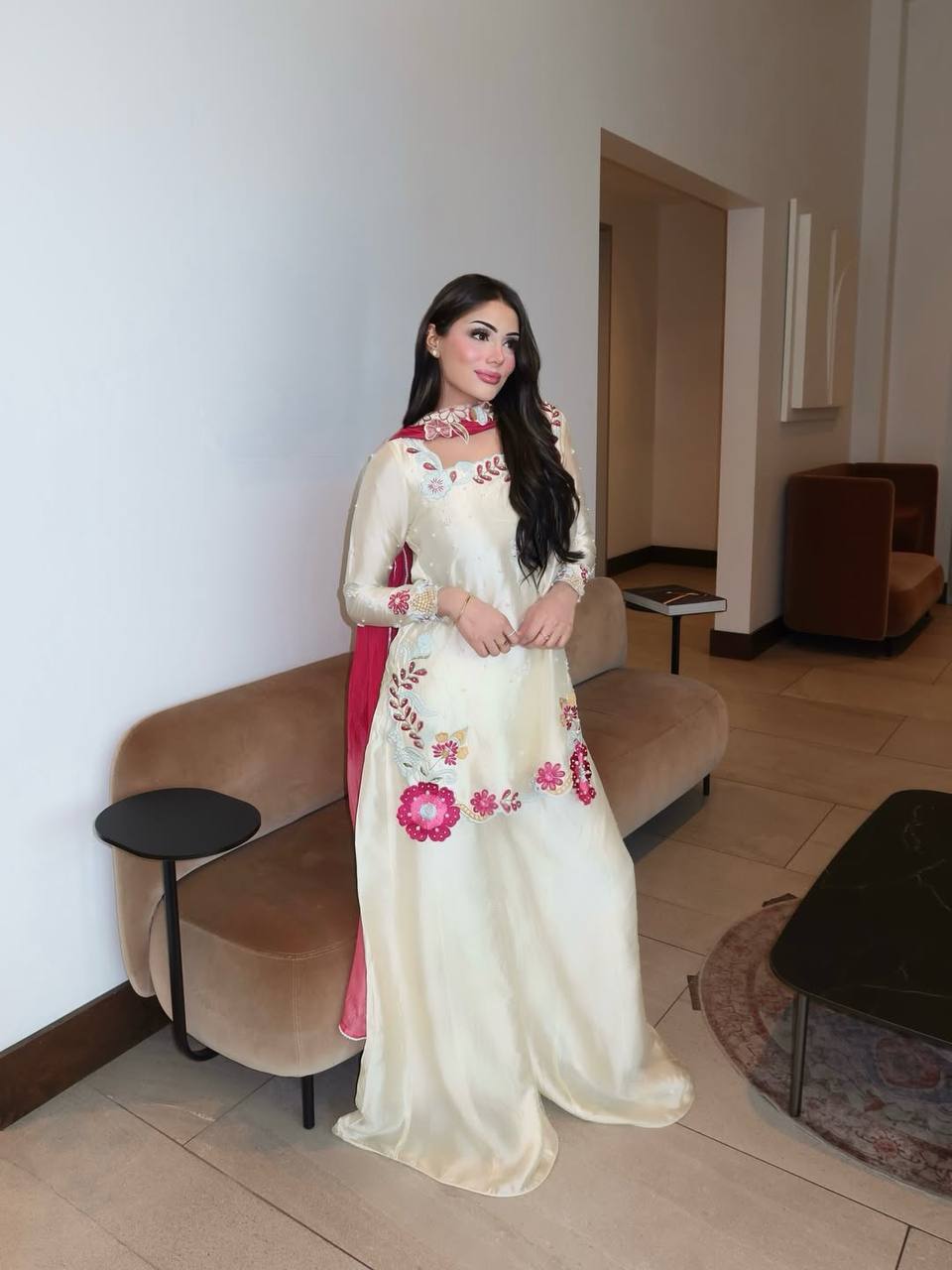 Graceful Woman in White and Pink | Sharara Set For Women