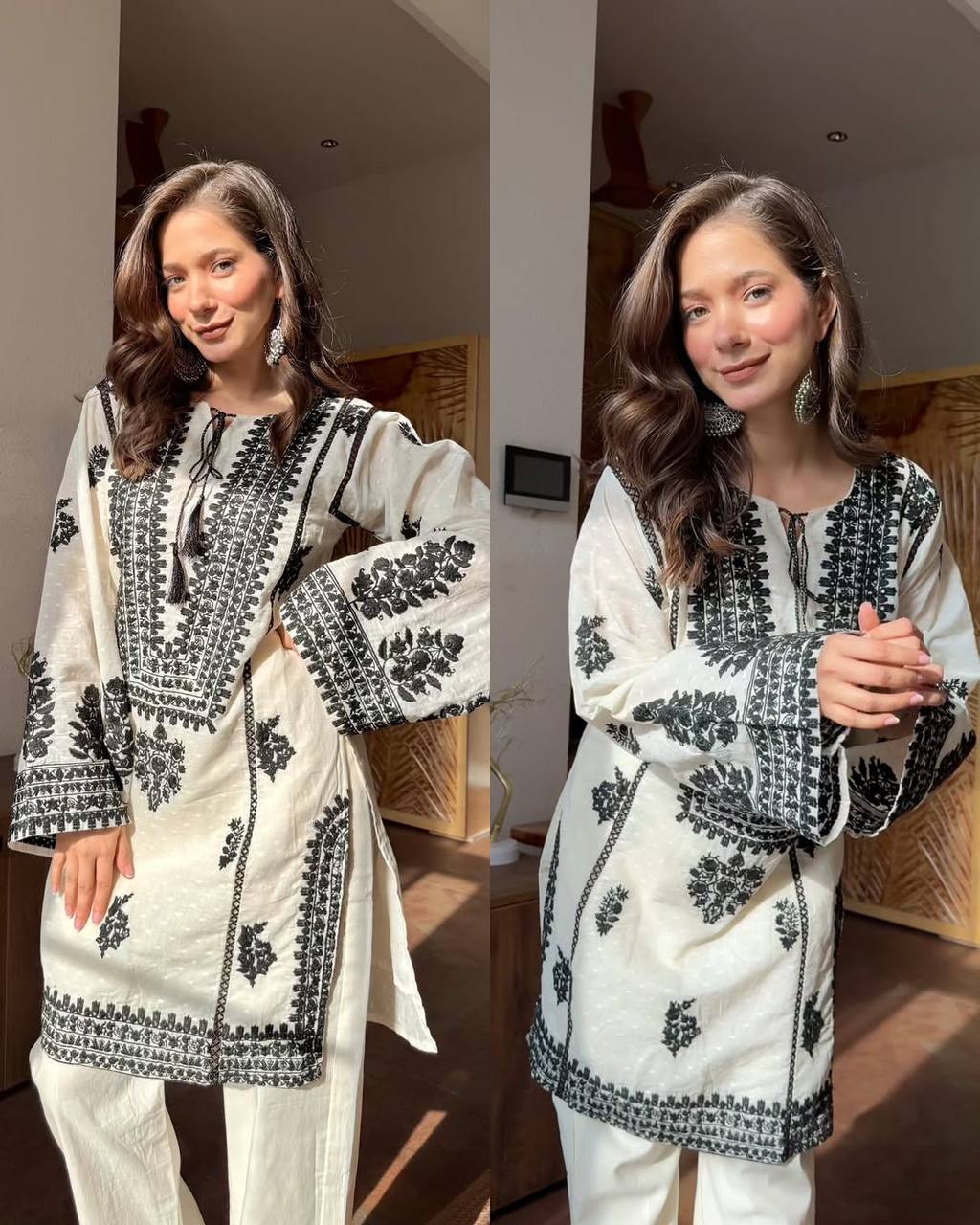 Elegant Harmony in Black and White | Sharara Set For Women