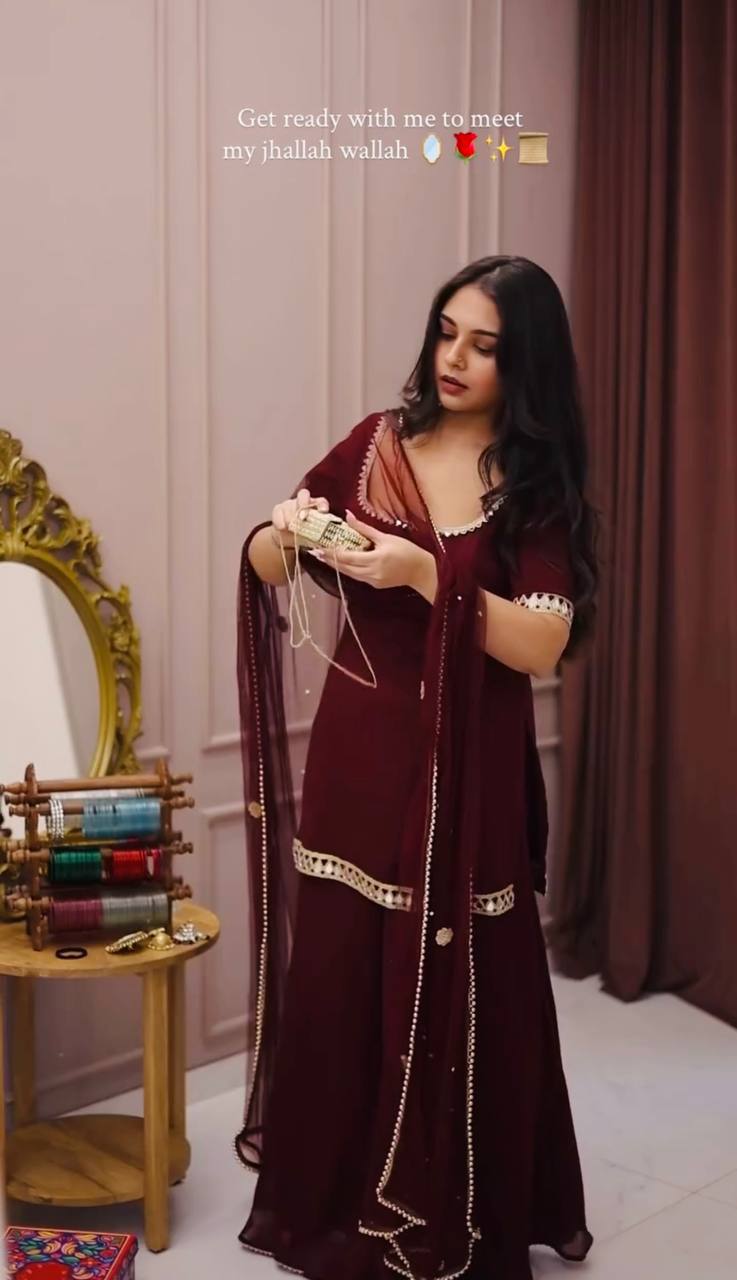 Timeless Beauty in Maroon Dress | Sharara Set For Women