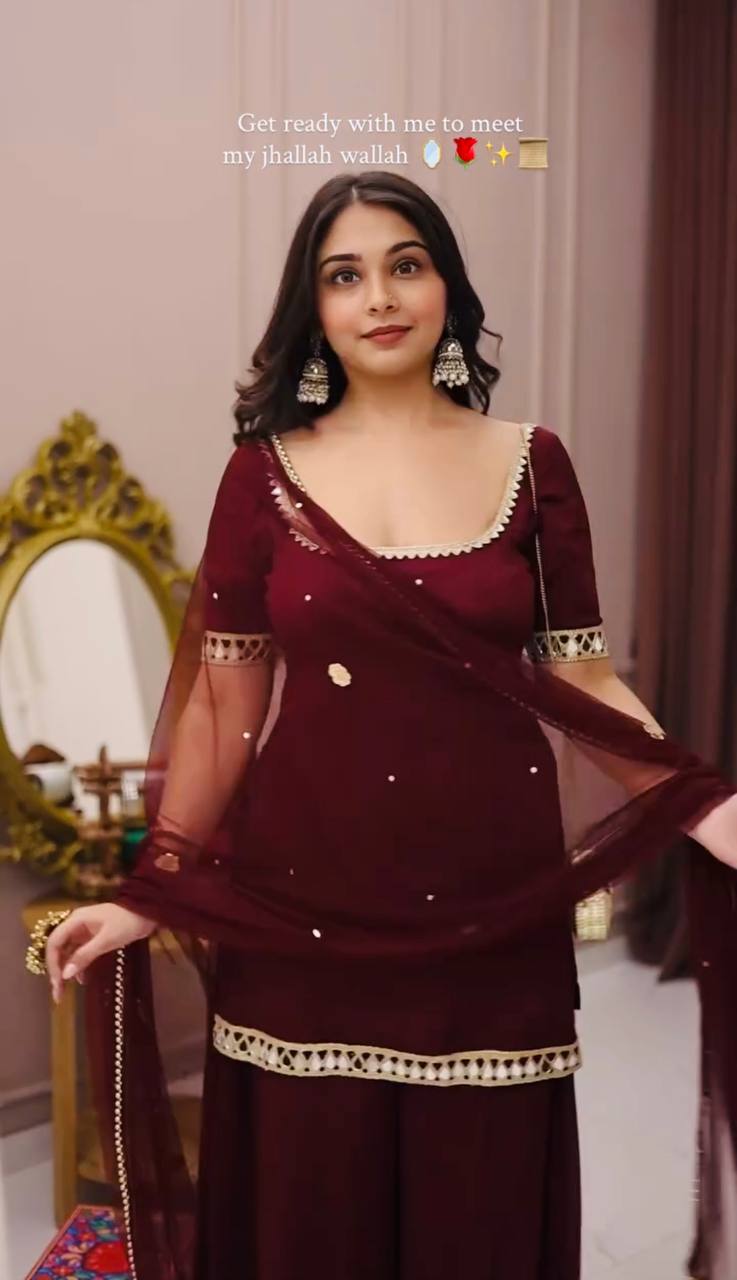 Timeless Beauty in Maroon Dress | Sharara Set For Women