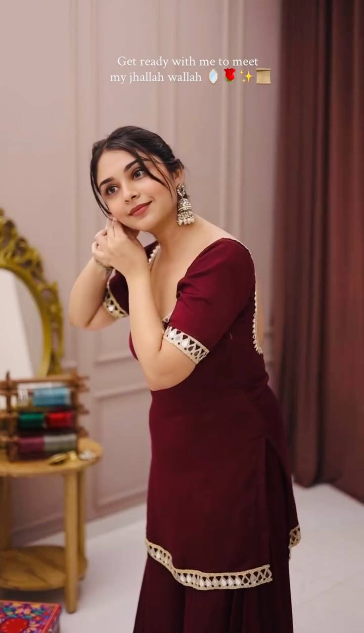 Timeless Beauty in Maroon Dress | Sharara Set For Women