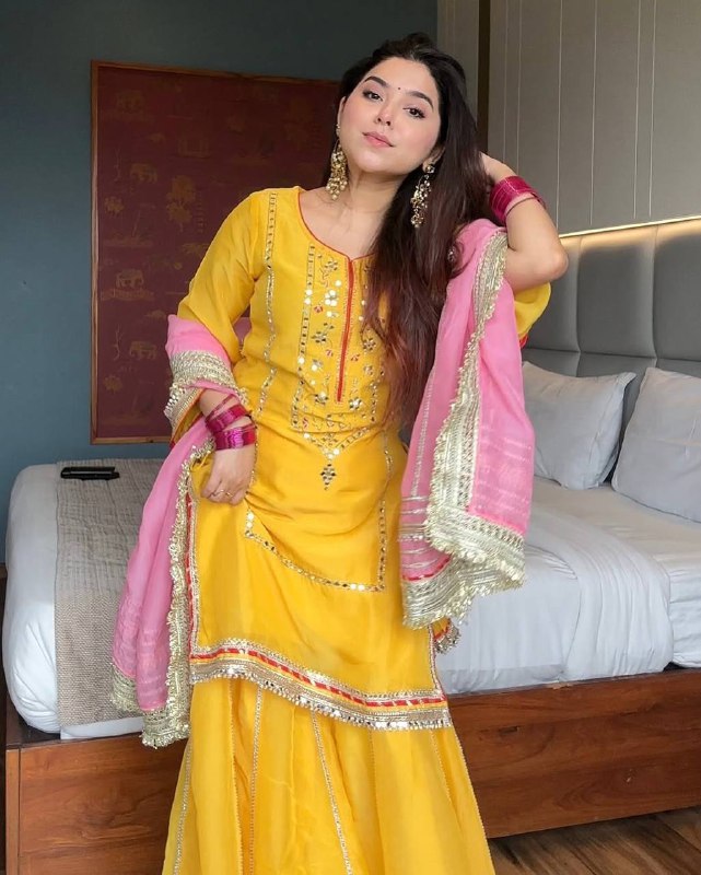 Lime Green Embroidered Sharara Suit Set for Women | Mehndi, Haldi & Festive Wear