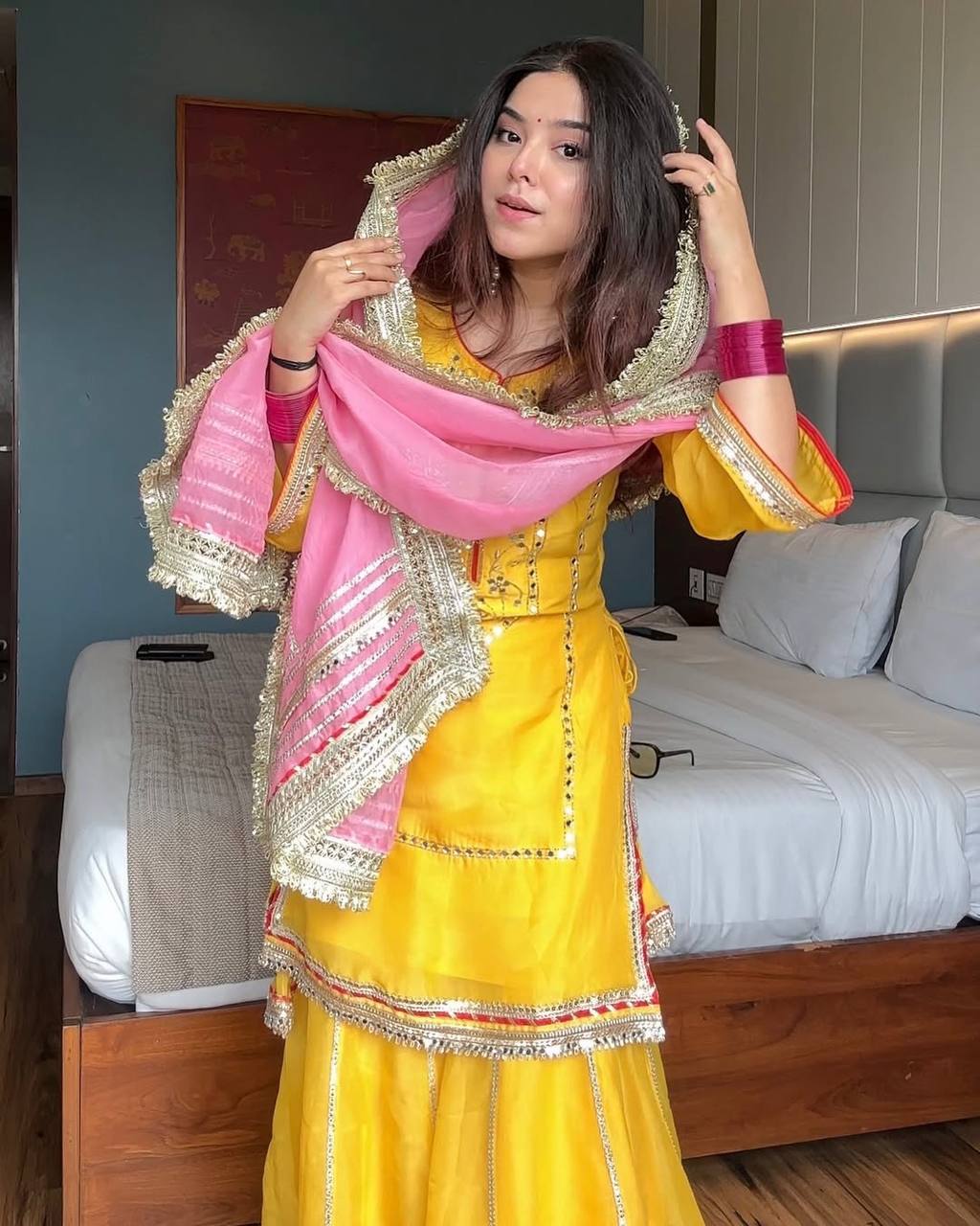 Lime Green Embroidered Sharara Suit Set for Women | Mehndi, Haldi & Festive Wear