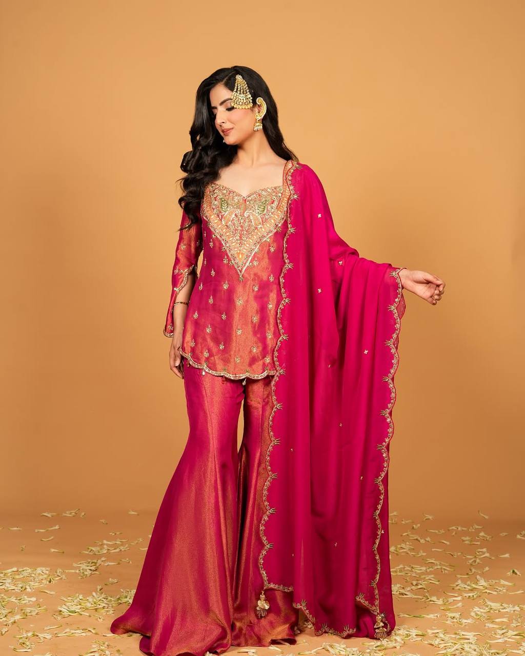 Wedding Wear Embroidered Sharara Suit Set
