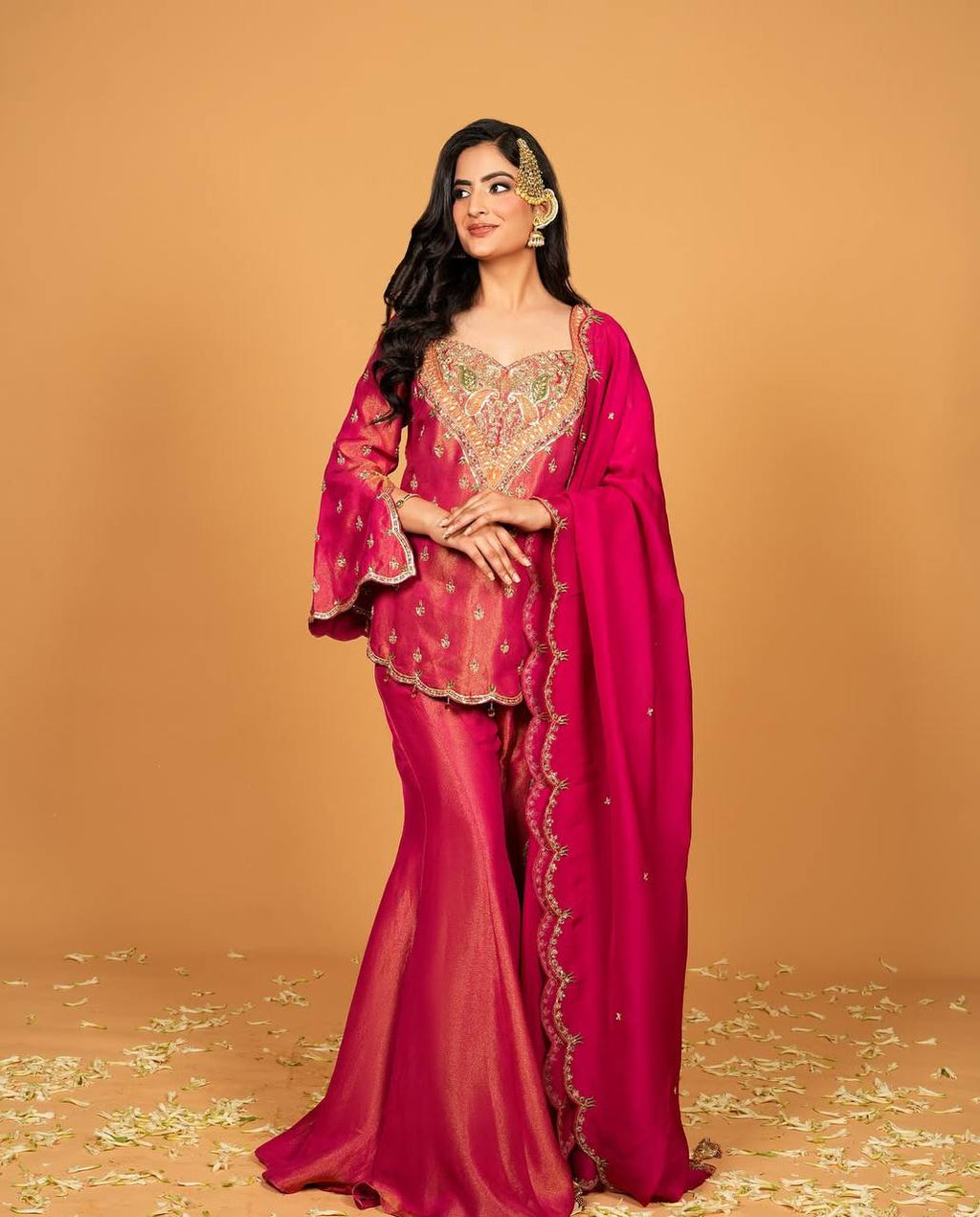Wedding Wear Embroidered Sharara Suit Set