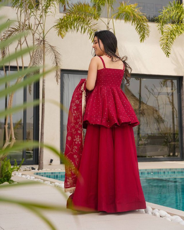 Festive Wear Kurta Palazzo Sharara Set with Matching Dupatta