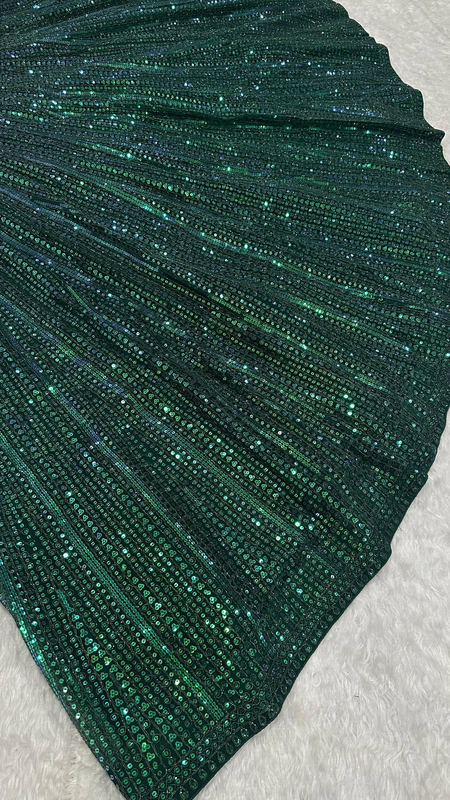 Sangeet Wear Green Color With Sequin Work Lehenga Set