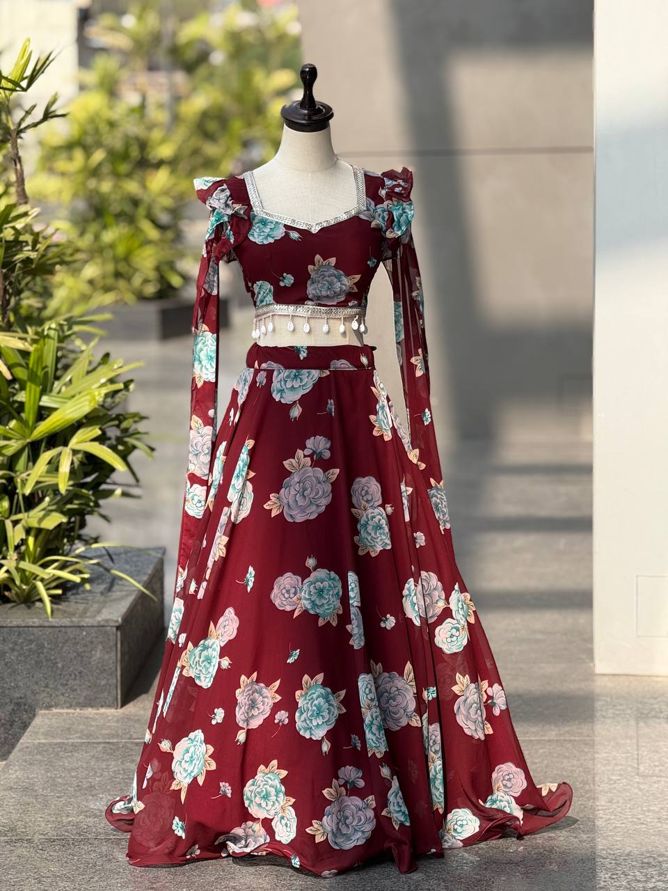 Trendy Floral Georgette Fully Stitched  Lehenga Choli for Girls-Party, Farewell & Wedding Wear
