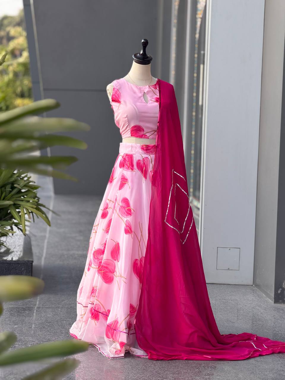 Exclusive Pink Color Jimmy Organza Silk Lehenga Choli
