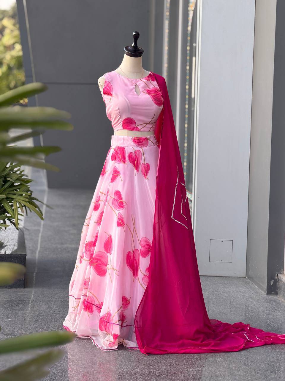Exclusive Pink Color Jimmy Organza Silk Lehenga Choli