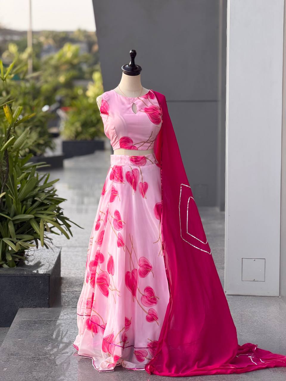 Exclusive Pink Color Jimmy Organza Silk Lehenga Choli