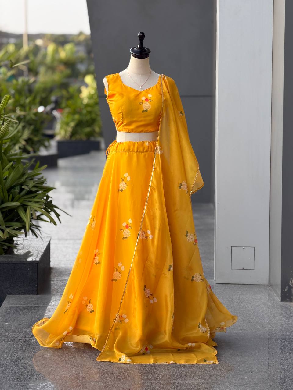 Exclusive Yellow Color Jimmy Silk Organza Lehenga With Dupatta