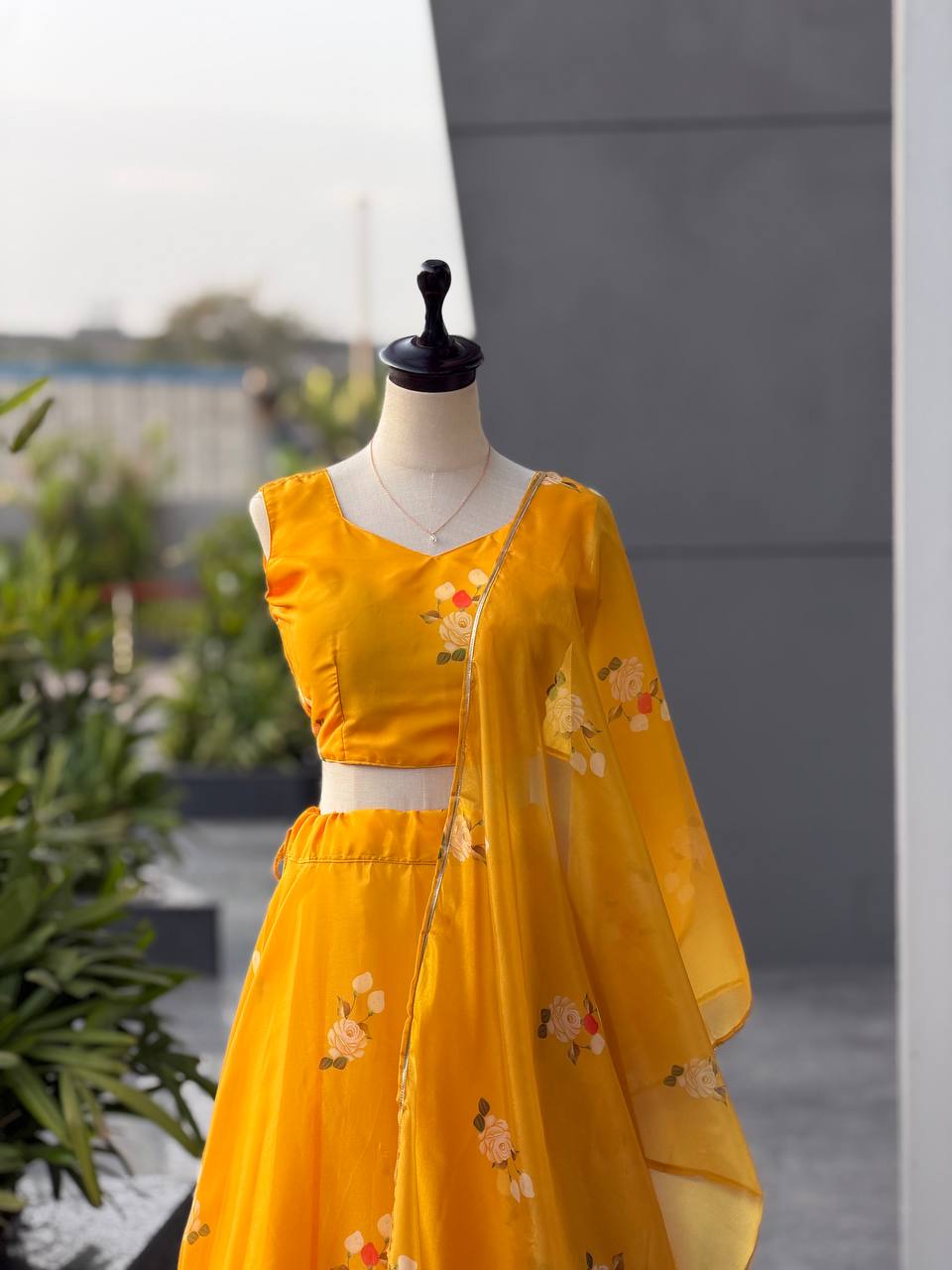 Exclusive Yellow Color Jimmy Silk Organza Lehenga With Dupatta