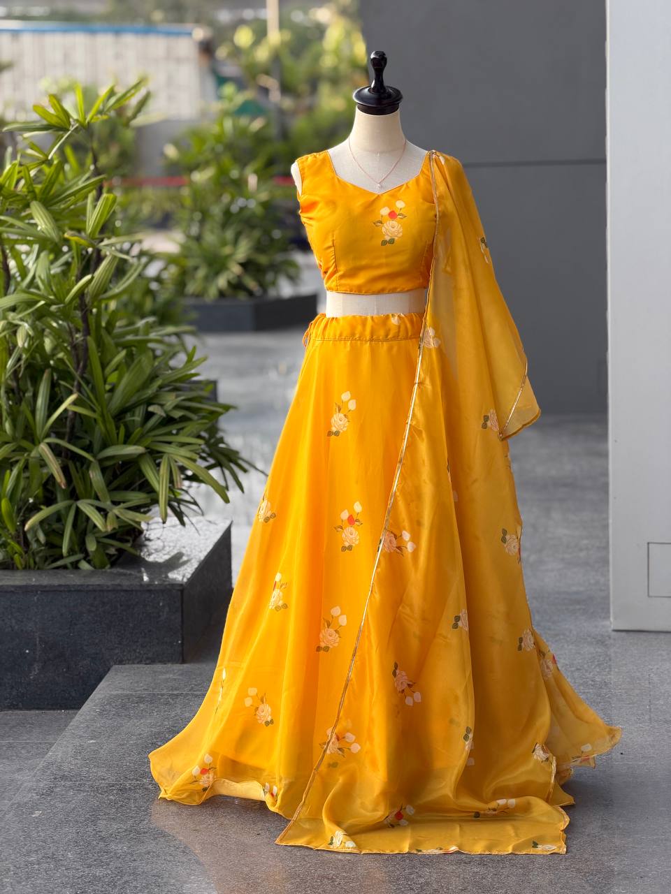Exclusive Yellow Color Jimmy Silk Organza Lehenga With Dupatta