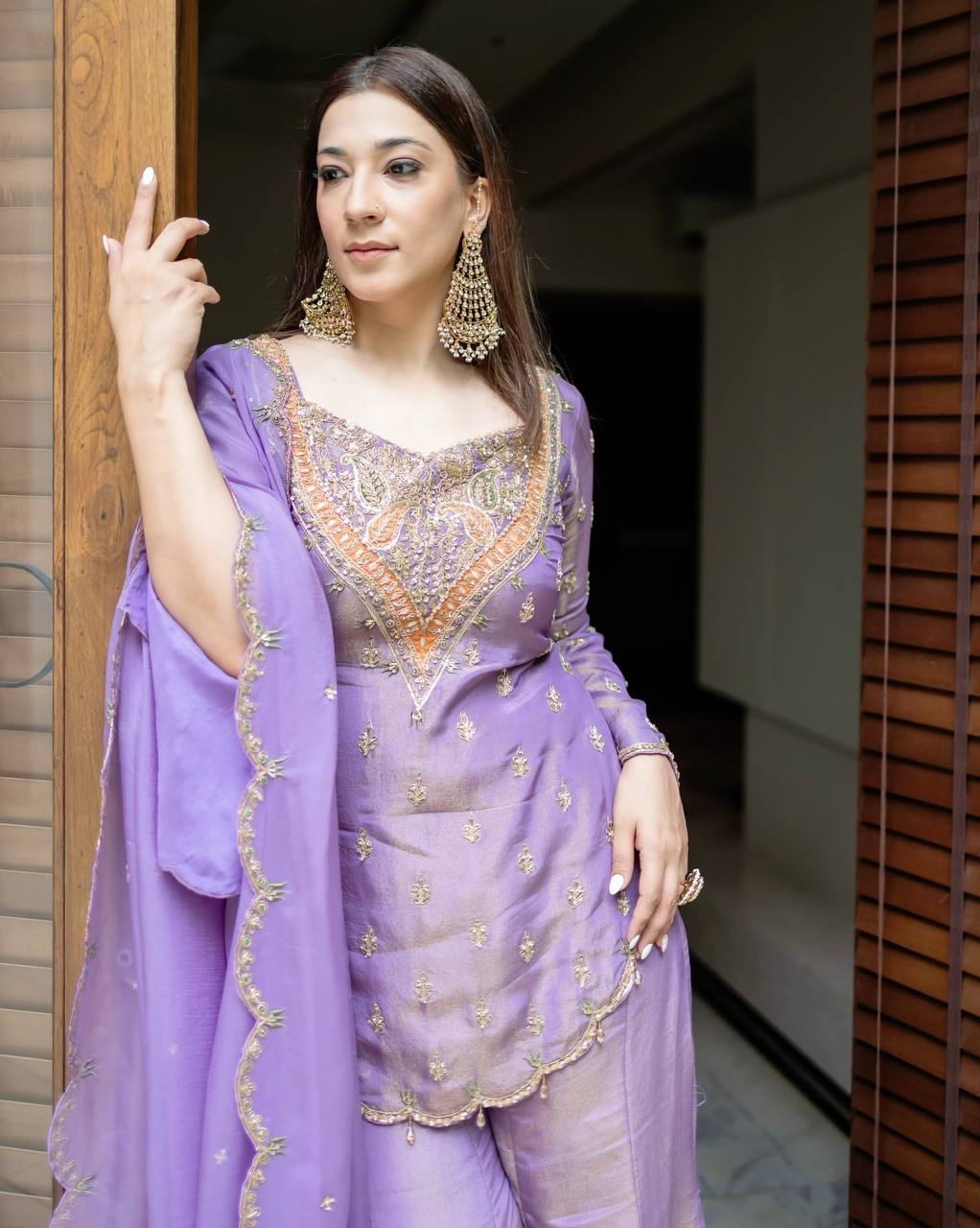 Wedding Wear Embroidered Sharara Suit Set
