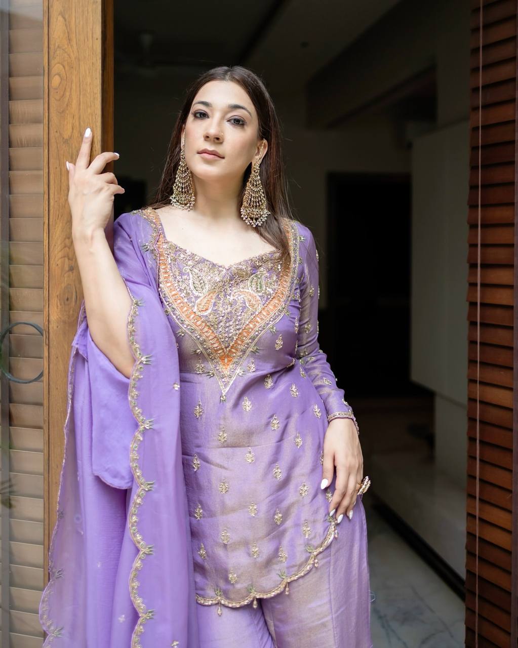 Wedding Wear Embroidered Sharara Suit Set