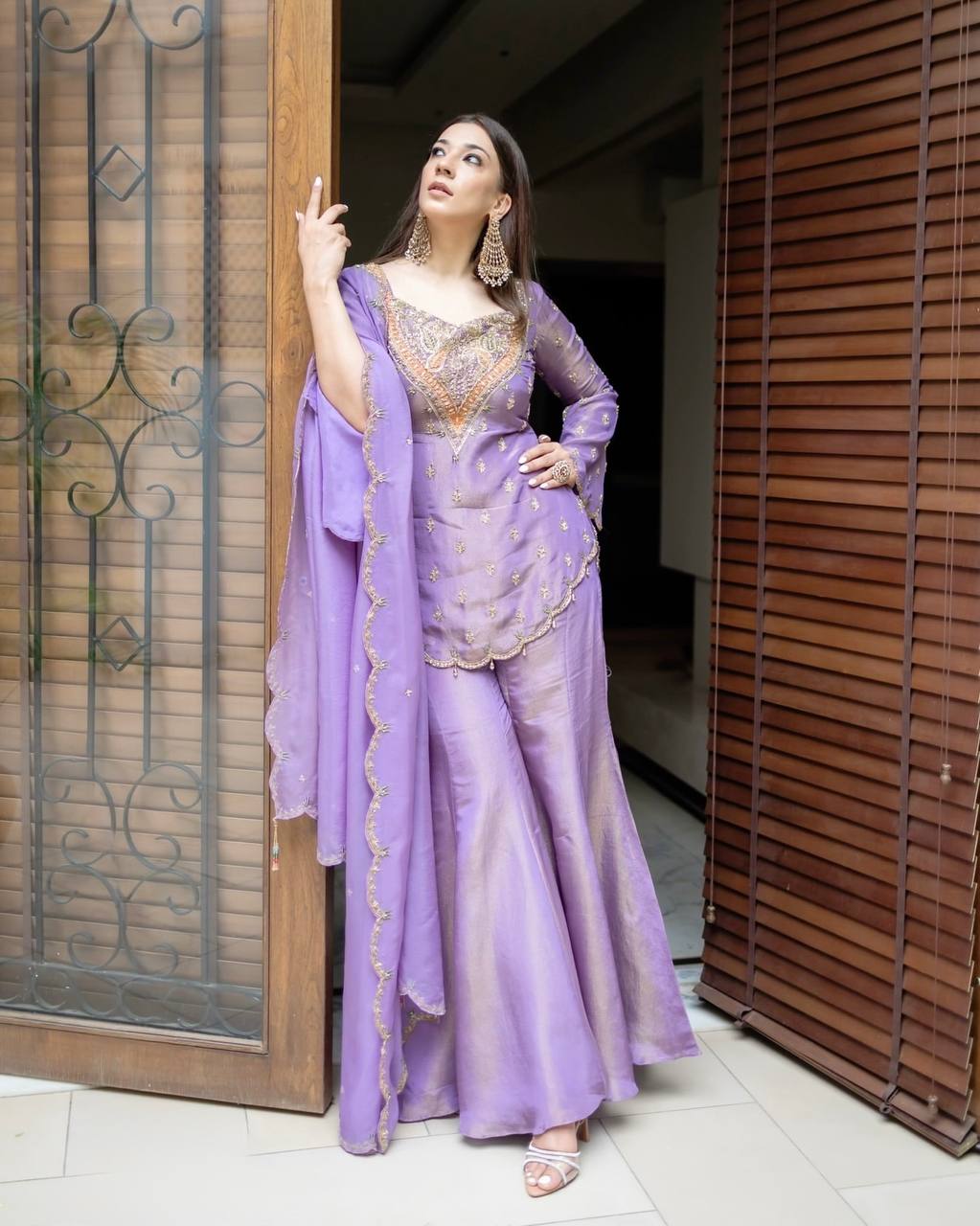 Wedding Wear Embroidered Sharara Suit Set