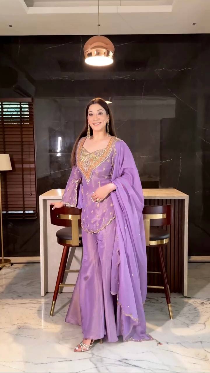 Wedding Wear Embroidered Sharara Suit Set