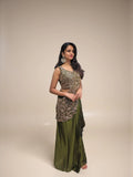 Engagement Wear Green Embroidery Color Rangoli Silk Lehenga Saree