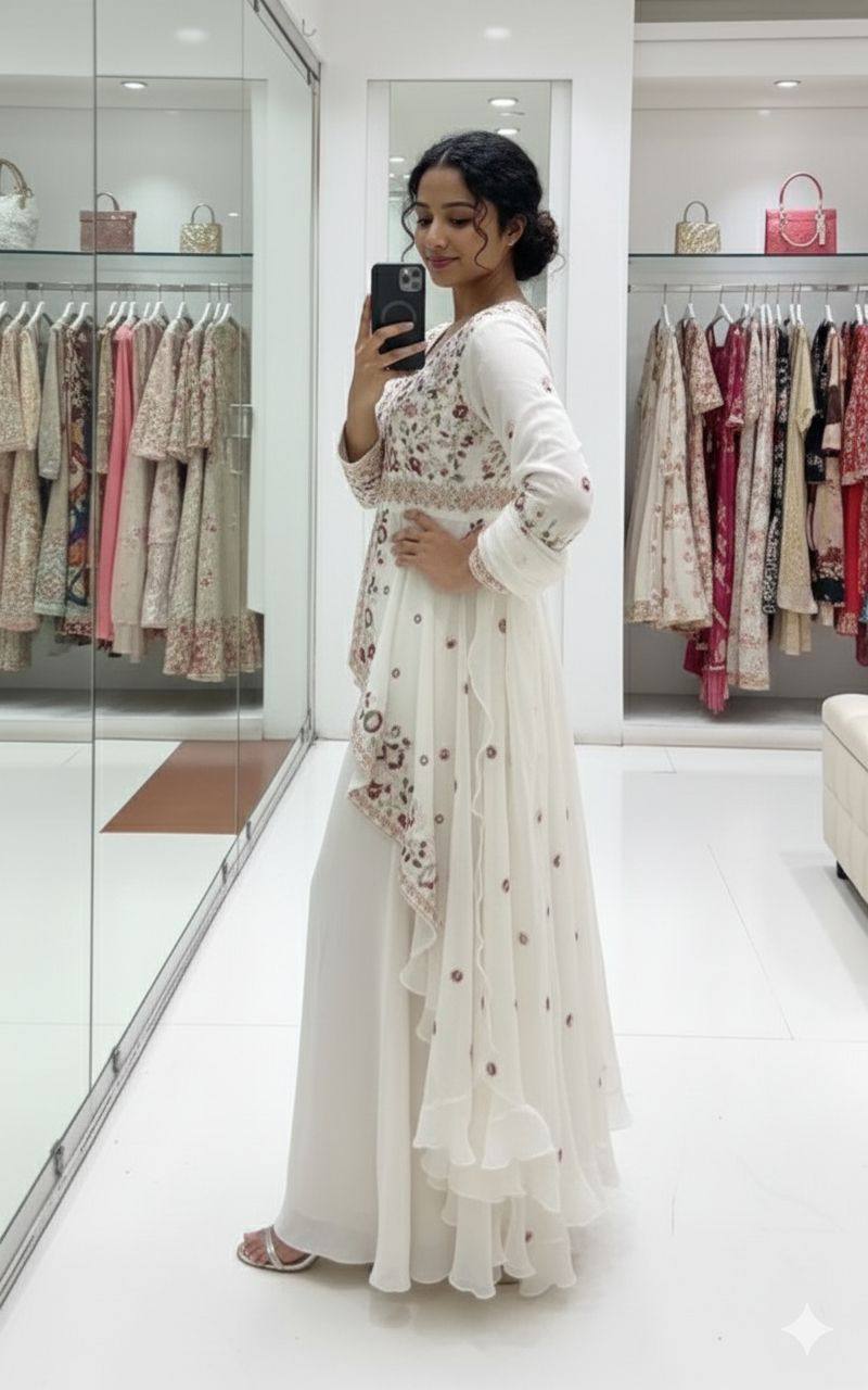 Designer Indo-Western sharara Suit Set for Women – Sequin Embroidered Rangoli Silk Outfit with Dupatta | Party Wear for Wedding, Sangeet & Farewell