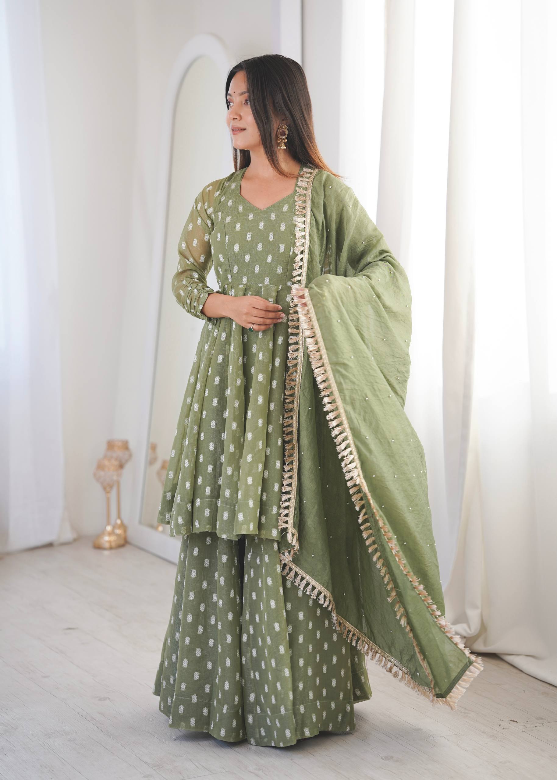 Radiant Charm: Flowing  Dress Delight | Sharara Set For Women