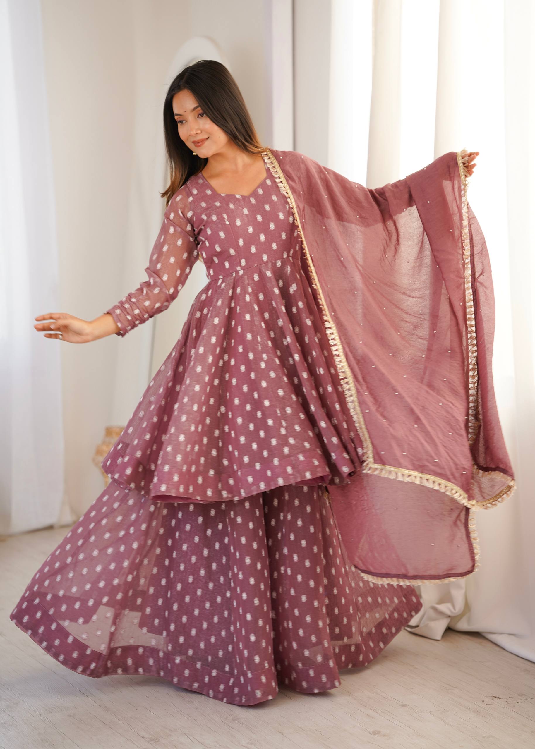 Radiant Charm: Flowing  Dress Delight | Sharara Set For Women