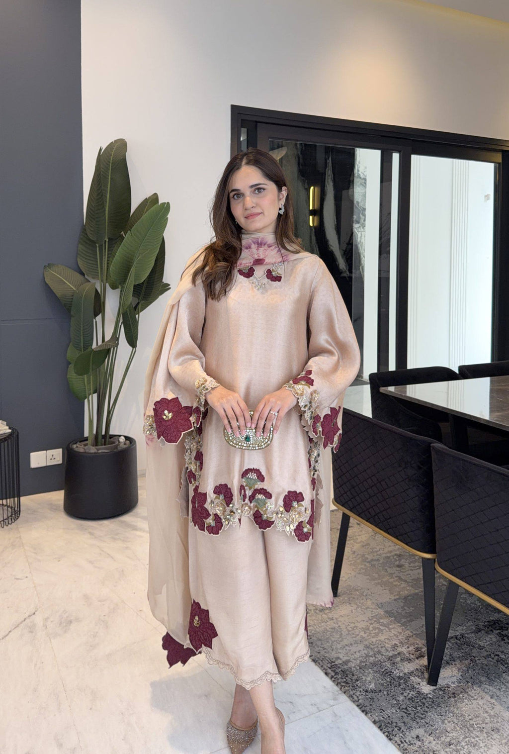 Elegant Blossom Silk Ensemble for Every Occasion | Sharara Set For Women